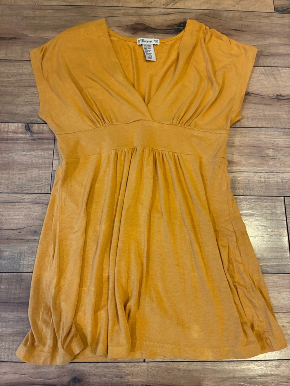 Forever 21 Mustard V-Neck Empire Waist Y2K Top